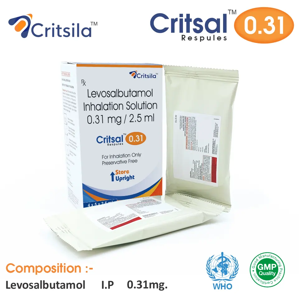 Levosalbutamol(0.31mg) respules at the best price in PCD Pharma Franchise for bronchospasm and asthma relief therapy.